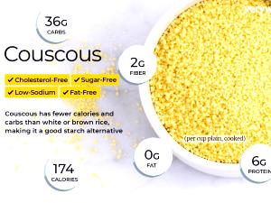0.33 Cup Couscous, Medium, Precooked, Dry