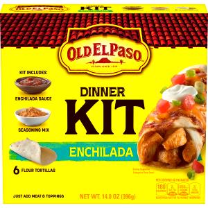 1 1/2 enchiladas, 1/4 cup enchilada sauce, 2 tsp seasoning mix (101 g) Enchilada Dinner Kit (No Meat)