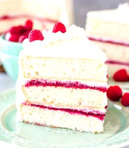 1 1/2" slice (125 g) Too Tall White Chocolate Raspberry Cake