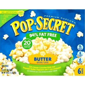 1/2 bag (6 cups) (39 g) 94% Fat Free Microwave Butter Popcorn