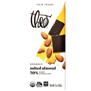 1/2 bar (42 g) Organic Fair Trade Salted Almond Dark Chocolate