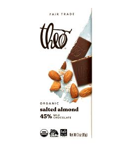 1/2 bar (42 g) Organic Fair Trade Salted Almond Milk Chocolate 45% Cacao