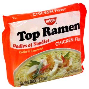 1/2 block (42 g) Top Ramen Chicken Flavor Oodles of Noodles Soup