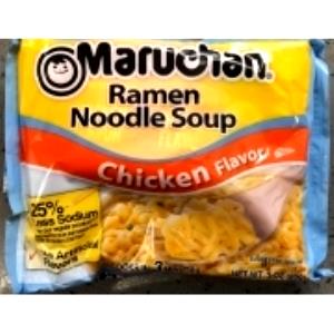 1/2 block (43 g) Ramen Noodles with Chicken Flavor (35% Less Sodium)