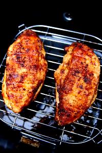 1/2 Breast, Bone Removed Chicken Breast Meat and Skin (Broilers or Fryers, Batter, Fried, Cooked)