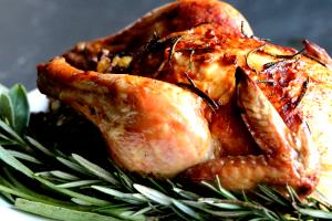 1/2 Breast (yield After Cooking, Bone And Skin Removed) Roasted Cornish Game Hen (Skin Not Eaten)