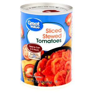 1/2 cup (123 g) Sliced Stewed Tomatoes in Juice