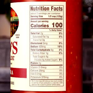 1/2 cup (125 g) Marinara All Natural