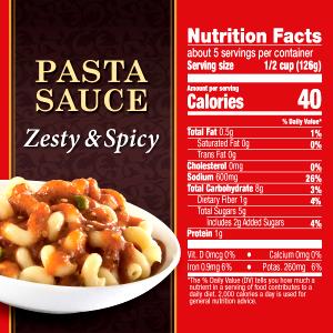 1/2 cup (125 ml) Zesty Pasta Sauce