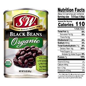 1/2 cup (130 g) Organic Black Beans
