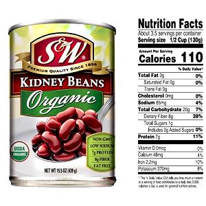 1/2 cup (130 g) Organic Kidney Beans