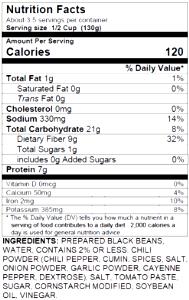 1/2 cup (130 g) Southwestern Black Beans with Cumin & Chili Spices