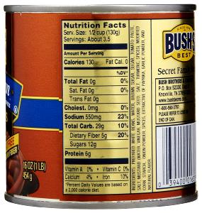1/2 cup (130 g) Vegetarian Beans