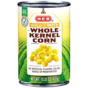 1/2 Cup Corn, Whole Kernel Gold & White, Canned