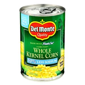 1/2 Cup Corn, Whole Kernel Sweet, Canned, Less Sodium