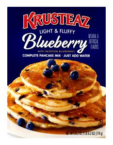 1/2 cup dry mix (3-4" pancakes) (65 g) Blueberry Complete Pancake & Waffle Mix
