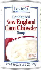 1/2 Cup New England Clam Chowder, 98% Fat Free, Condensed
