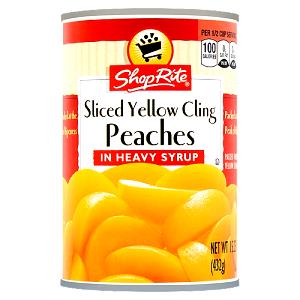 1/2 Cup Peach, Yellow Cling Whole, Spiced In Heavy Syrup