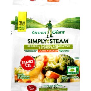 1/2 cup prepared (109 g) Valley Fresh Steamers Broccoli, Carrots, Cauliflower & Cheese Sauce