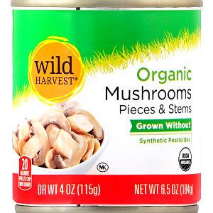 1/2 cup with liquid (115 g) Mushrooms Pieces & Stems