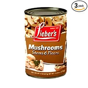 1/2 cup with liquid (130 g) Pieces and Stems Mushrooms