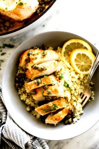1/2 entree tray with 1/2 rice tray (283 g) Lemon Chicken Piccata with Cauliflower Rice