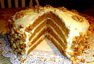 1 2-layer Cake Serving (8" Or 9" Dia, Approx 4" High) Pumpkin Cake with Icing
