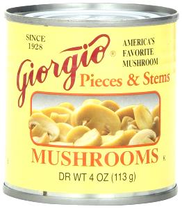 1 2 Oz Can Yields Cooked Mushrooms (Canned)