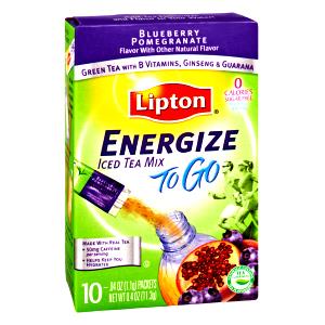 1/2 Packet LIPTON® Energize Green Tea To Go With Blueberry Pomegranate Flavor