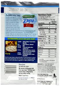 1/2 tsp dry mix (2 tbsp prepared) (2 g) Fiesta Ranch Dip Mix