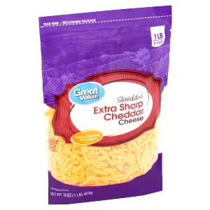 1/3 cup (28 g) Shredded Sharp Cheddar Cheese