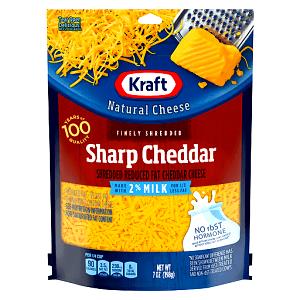 1/3 Cup Cheddar Cheese, Sharp, Finely Shredded, Reduced Fat