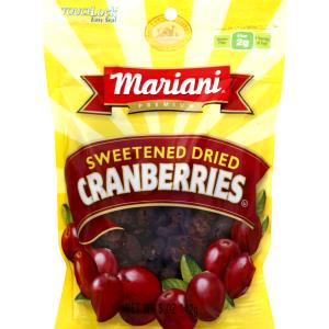 1/3 Cup Cranberries, Sweetened, Dried