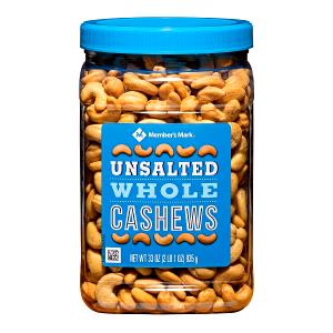 1/4 cup (22 pieces) (28 g) Unsalted Whole Cashews