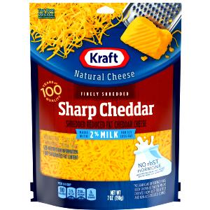 1/4 cup (28 g) Natural Finely Shredded Reduced Fat made with 2% Milk Sharp Cheddar Cheese