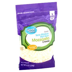 1/4 cup (30 g) Low Moisture Part Skim Shredded Mozzarella Cheese