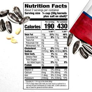 1/4 cup (30 g) Reduced Sodium Sunflower Seeds