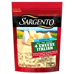 1/4 Cup 4 Italian Cheese, Shredded, Reduced Fat