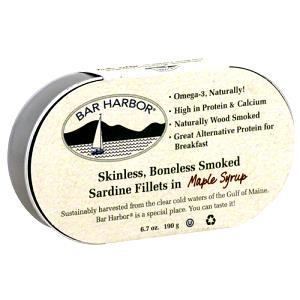 1/4 cup (55 g) Skinless, Boneless Smoked Sardine Fillets in Maple Syrup