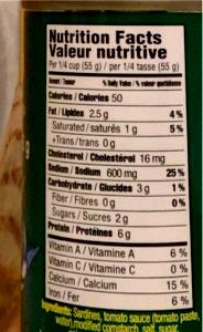 1/4 cup (56 g) Sardines in Tomato Sauce