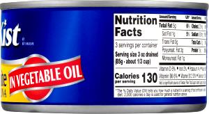 1/4 Cup Albacore Tuna In Oil, Solid White, Canned