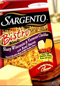 1/4 Cup Bistro Blends Cheese, Sharp Wisconsin & Vermont Cheddar With Real Bacon, Shredded