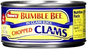 1/4 Cup Clams, Chopped, Canned