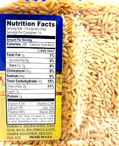 1/4 cup dry (2 oz) Orzo Pasta