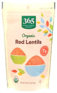 1/4 cup dry (50 g) Organic Red Lentils