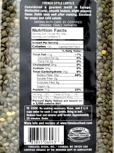 1/4 cup dry (50 g) Small Whole Green Lentils