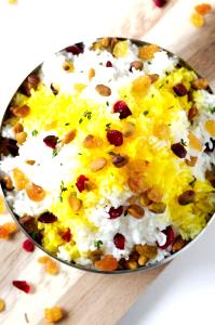 1/4 Cup Jasmine Rice, Saffroned, Dry