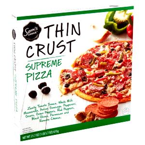 1/4 pizza (154 g) Thin Crust Supreme Pizza