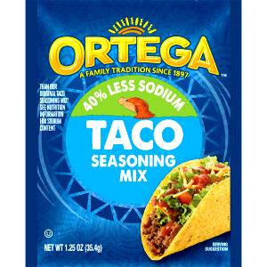 1/6 Envelope Ortega 40% Less Sodium Taco Seasoning