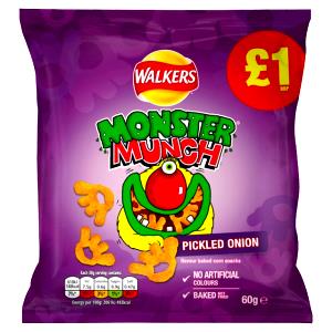 1 bag Monster Munch Crisps - Pickled Onion